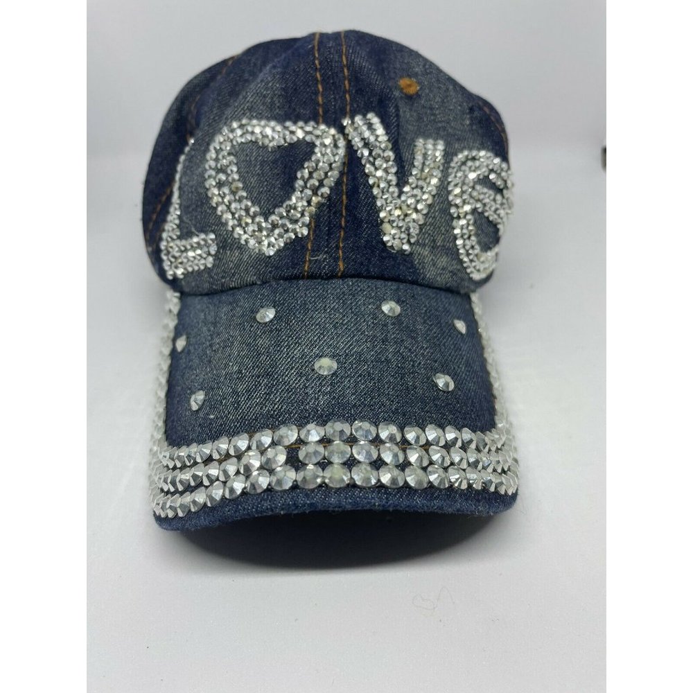 Rhinestone LOVE Denim Hat